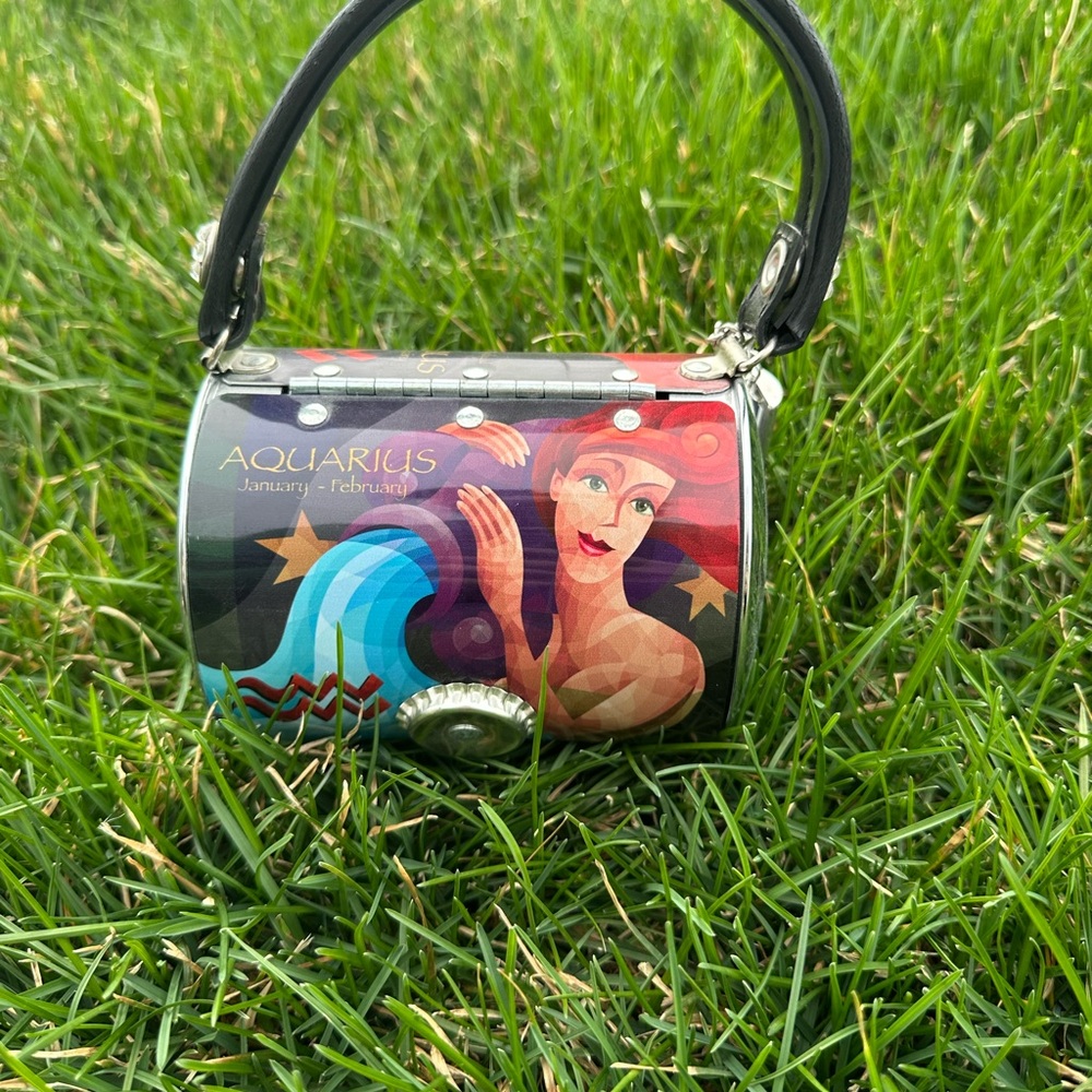 NWT Aquarius Zodiac Mini Barrel Bag – Black with Multicolor Artwork Little Earth